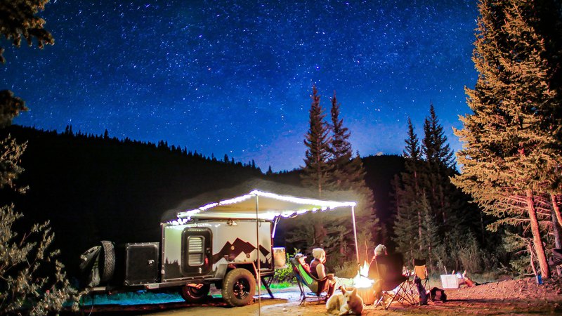 offroad camper trailer at night offroad camper trailer at night